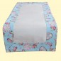 Preview: Tischläufer Landhaus Shabby Chic mit Vintage Textildruck hellblau