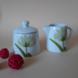 Preview: Van Well Porzellan Zuckerdose und Milchkännchen Dekor Allium grün