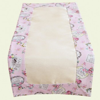 Tischläufer Landhaus Shabby Chic in rosé-beige “Rosenmotiv“