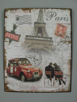 Retro Blechschild "Paris" mit Kult Auto Ente