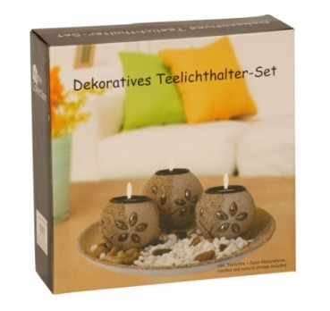 Teelichthalter-Set mit Deko-Steinen