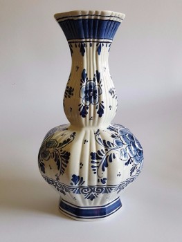 Vase Handgemalt weiß blau Holland