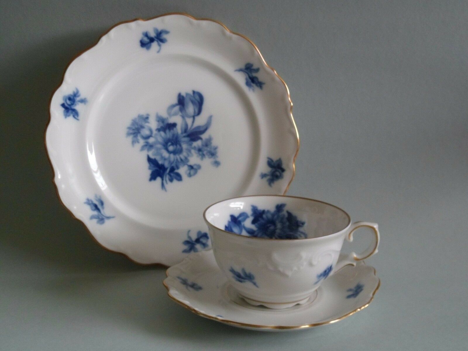Mayer Wiesau Porzellan Kaffeegedeck blaue Astern |Nice Deko