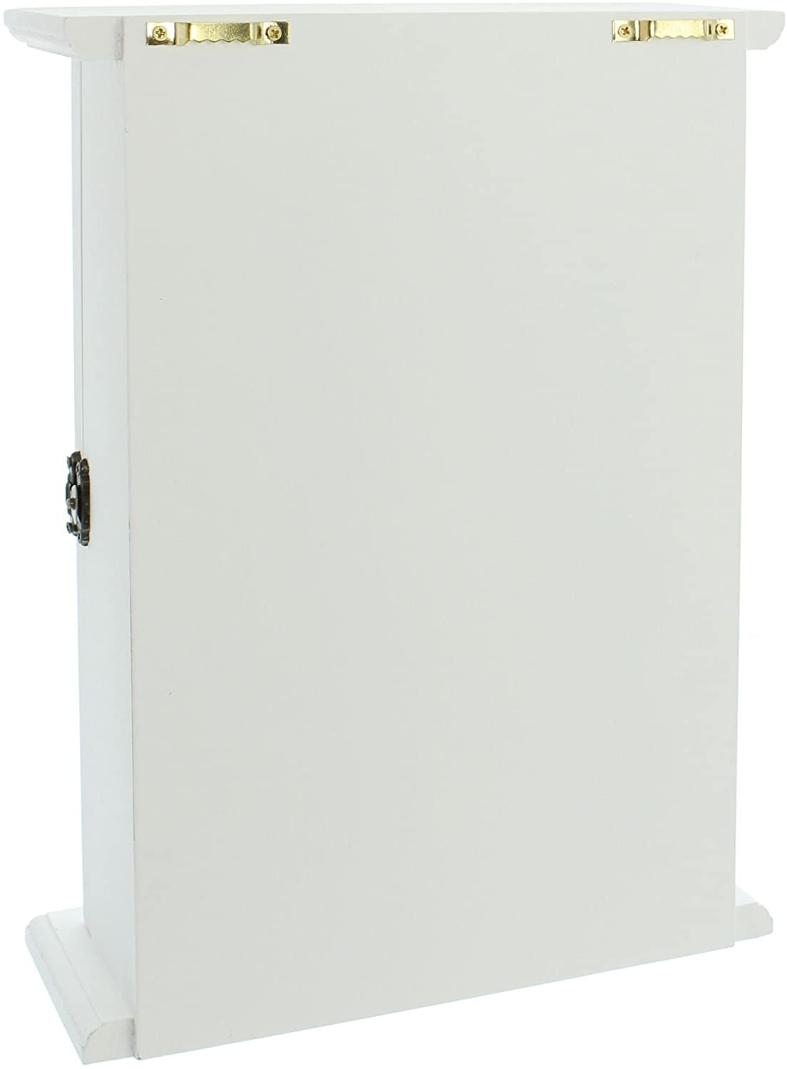 OOTB Holz-Schlüsselkasten Mit Tür - Weißer Schlüsselorganizer Mit Blumendekor