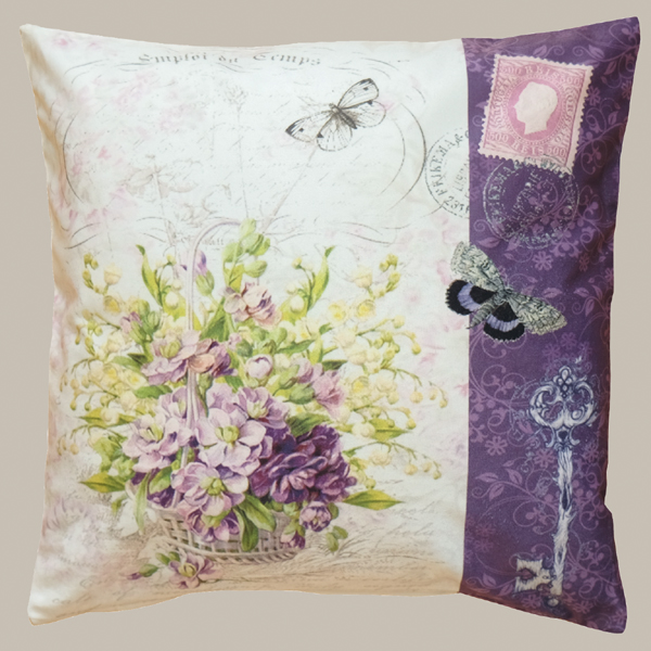 Kissenhulle Fotodruck Lila Flieder 40x40 Vintage Stil Nice Deko