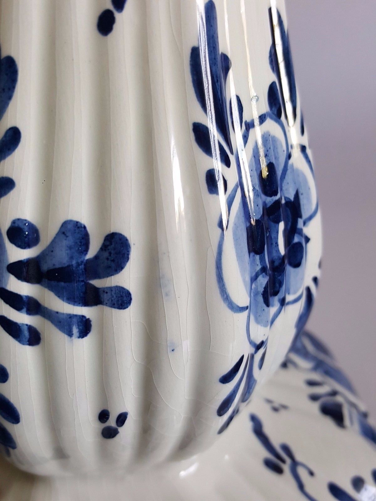 Vase Handgemalt weiß blau Holland Nice Deko