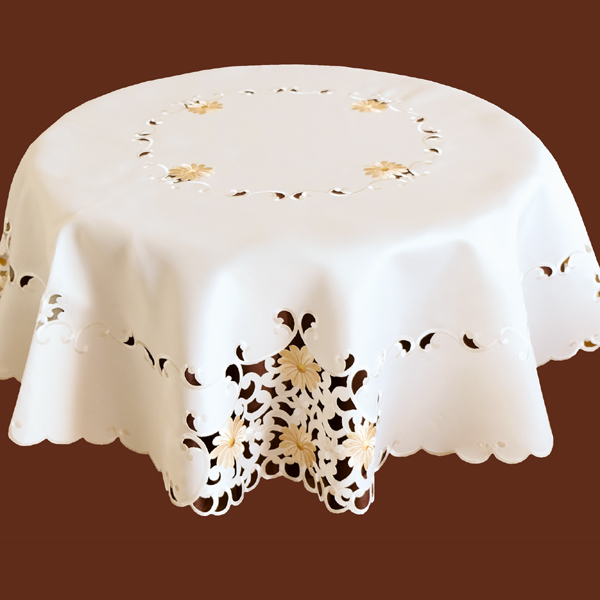 Tischdecke Rund Hohlsaum Und Stickerei Gerbera Nice Deko