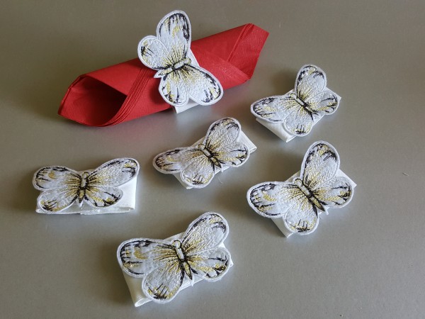 Serviettenring Schmetterling "ecru" im 6er Pack