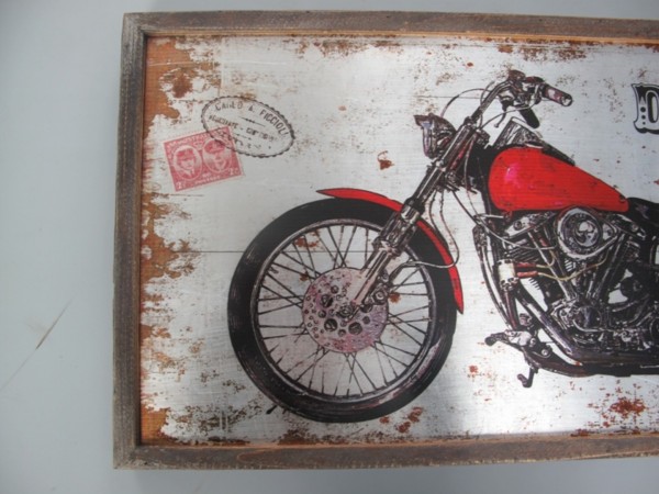 Wandbild im Holzrahmen Motorrad