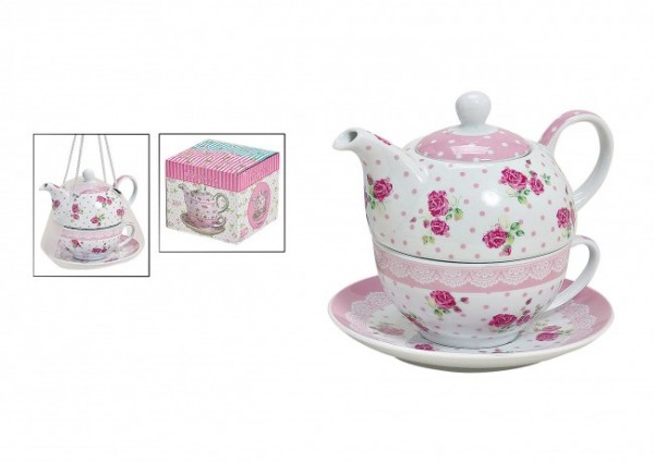 Teekannen-Set Tea for one „Pink-Rose“