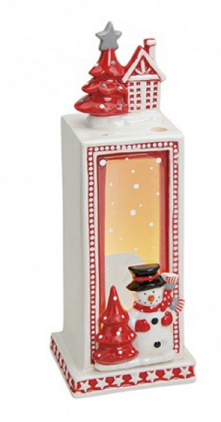 Windlicht Laterne Teelichthalter aus Keramik Weihnachtsmotiv