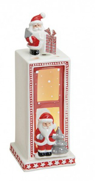 Windlicht Laterne Teelichthalter aus Keramik Weihnachtsmotiv