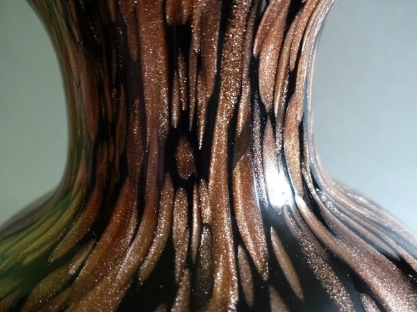 Glas Vase Aventurin schwarz kupfer