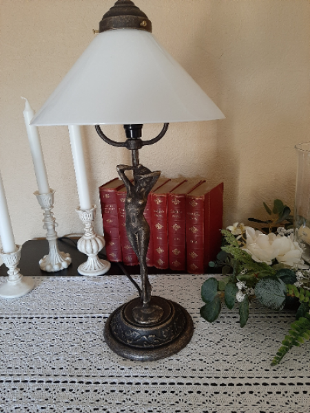 Tischlampe Messing Jugendstil, Glas Lampenschirm |Nice Deko