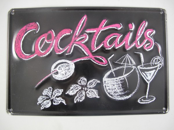 Blechschild Getränke Schriftzug Cocktails