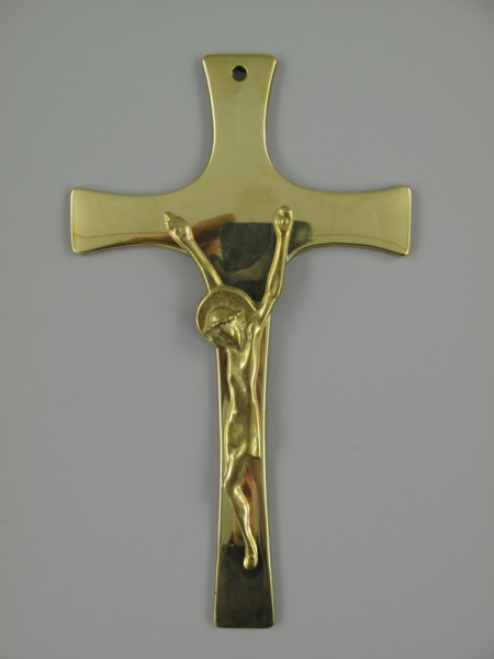 Kreuz Kruzifix Wandkruzifix Messing mit Jesus - modern