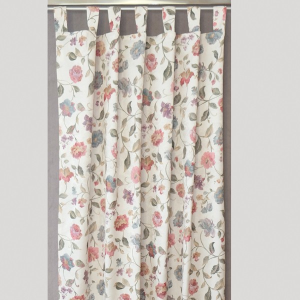 Schlaufenschal Vorhang Jacquard Ecru Bunt Blumenmotiv