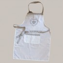 Latzschürze Schürze wollweiß-hellgrau mit Stickerei
